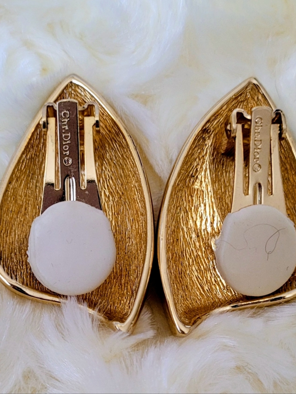 Vintage Christian Dior Copyright Gold and Black Statement Clip-On Earrings 1980s - Picture 8 of 12